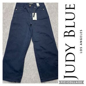 Judy Blue High Waist Garment Dyed Dark Wash Wide Leg Tummy Control JB88807 NWT